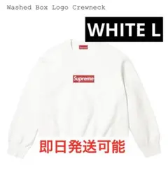 Washed Box Logo Crewneck ホワイト L
