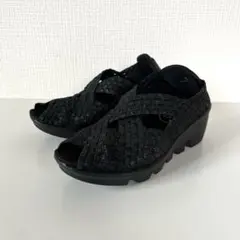 Gomu56 厚底サンダル ゴムゴム ウェッジソール 黒 Sのサムネイル
