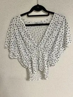 ZARA ドット柄 クロップドトップス M