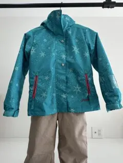 子ども用スキーウェア ターコイズ 雪の結晶