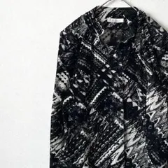 シャツ ブラウス 長袖 柄シャツ 大きめ 薄手 レトロ