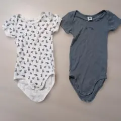 プチバトー 半袖ロンパース ボディスーツ 2枚
