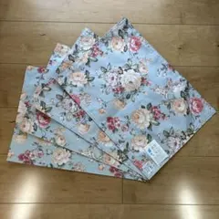 花柄ランチョンマット ブルー 32㎝×45㎝ 4枚セット