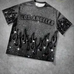 ラインストーンLAプリント マルチカラーティーシャツ
