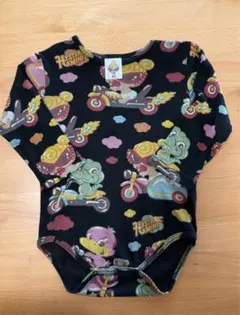 【HYSTERIC MINI】長袖ロンパース 80ヒスミニ 総柄 ブラック