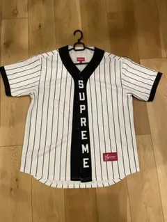 Supreme 12ss ストライプ ベースボールシャツ M Supreme シュプリーム 20SS Rhinestone Baseball Jersey