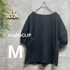 スタジオクリップ レディース Tシャツ カットソー 七分丈 ゆったり 黒 M