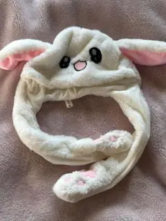 耳が動く アニマル 帽子 うさぎ ウサギ ホワイト うさ耳 肉球