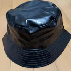 ブラック 合皮 バケットハット