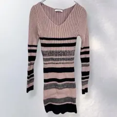 リップサービス タイトリブニットワンピース マルチボーダー 綺麗め F《i486