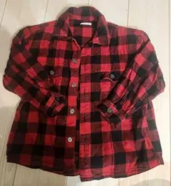 GU チェックシャツ レッド ブラック 130cm
