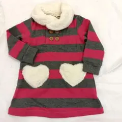 新品 ムージョンジョン ボア襟付 スウエット ワンピース 90cm