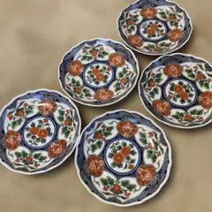 有田焼　南風窯　古伊万里　銘々皿揃　５枚セット　小皿　和食器　色絵　取り皿　染錦