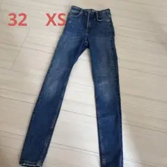 スキニーデニム ダークブルー ハイウエスト