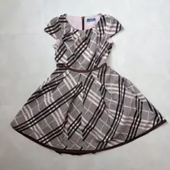 バーバリーブルーレーベル ピンク チェック柄 Aライン 半袖ミニワンピース 38