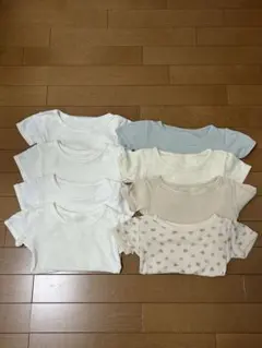 ロンパース半袖 肌着 8枚セット　まとめ売り80cm ホワイト・ベージュ・ブルー