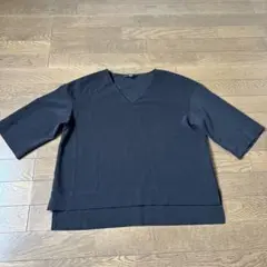 UNIQLO サラサラ　半袖　Ｖネック　トップス　ブラック　黒　ショート丈　S