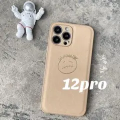 C349iPhone12pro用ケースベージュかわいい子どもキャラクターカバー