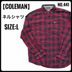 美品 コールマン ネルシャツ L 赤 チェック柄 厚手 長袖シャツ アウトドアのサムネイル