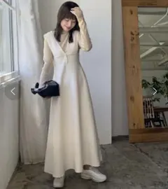 ティティベイト　ウエスト切替フレアジャンパースカート アイボリー