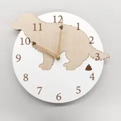 【名入れ対応】うんちする犬の時計 チワワ　白　静音 木製 壁掛け時計 名入れ対応】うんちする犬の時計 チワワ 白 静音 木製 壁掛け時計