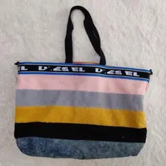 DIESEL ストライプトートバッグ デニム リバーシブル