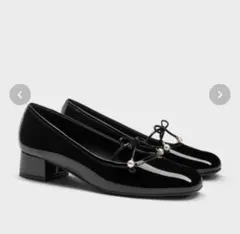 CHARLES&KEITH バーバラ パールエンベリシュッドボウバレエパンプス