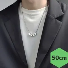 新品 スクエア チェーンネックレス シルバー 50cm キューブ トレンド 韓国