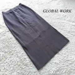 J2【グローバルワーク】ロングタイトスカート　ニット　グレー　スリット　M