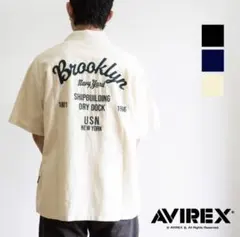 新品 AVIREX リネン コットン 半袖シャツ M アイボリーのサムネイル