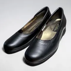 【未使用】MESSAGE コンフォートパンプス 軽量ウェッジソール 黒本革
