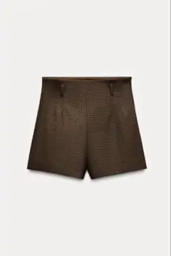 zara チェック　ハイウエストショートパンツ