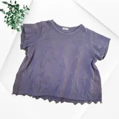 サマンサモスモス バックスカラップレース半袖　Tシャツ 紫 パープル カットソーのサムネイル