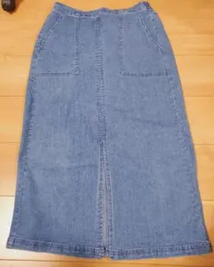 デニムひざ丈スカート ゴムウエスト