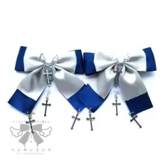 青シルバーグレー　ヘアクリップ2個セット　ペンギンランド