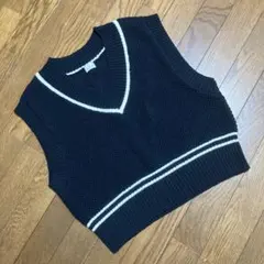 グリーンレーベルリラクシング　ニットベスト　Vネック　紺