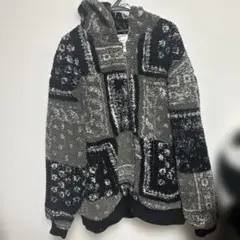 MARK GONZALES フリースジャケット グレー/ブラック