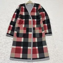 美品　ブルーレーベルクレストブリッジ　リバーシブル　ノーカラーコート　チェック