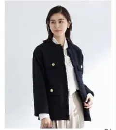 green label relaxing ツイードポケットノーカラージャケット