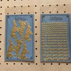 ウサギと花の金色ステンシル