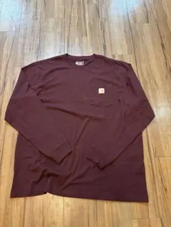 Carhartt 長袖 ポケットTシャツ バーガンディのサムネイル