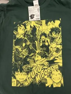 僕のヒーローアカデミア ヒロアカ TVアニメ10周年 ロゴTシャツ 黒 緑谷