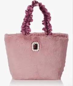 ［メゾンド フルール］ビッグビジューファーフリルトートバッグ