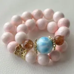 ラリマー サンストーン クィーンコンクシェル 天然石デザインブレスレット