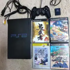 PS2本体　コントローラー１台　ソフト４本　メモリーカード付き