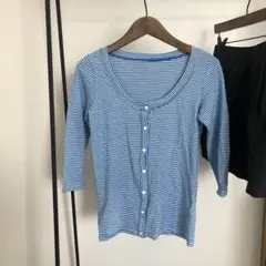 アダムエロペ ボーダートップス 七分袖