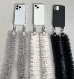 未使用フリル付きスマホショルダーストラップ