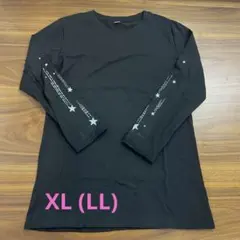 反射 プリント ストリート系 オーバーサイズ ロンT 長袖 黒 星柄 XL