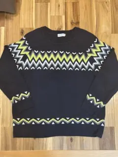 LEPSIM ネイビー ジグザグ柄 セーター M