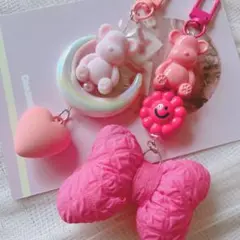 ❁⃘*.゜ピンクベアキーホルダー2点セット❁⃘*.゜ ハンドメイド 平成風